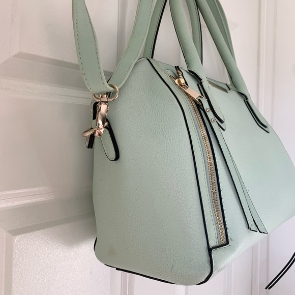 Merona Mint Green Blue Shoulder Handbag Crossbody Gold Zip Women’s Purse Target - Picture 3 of 14